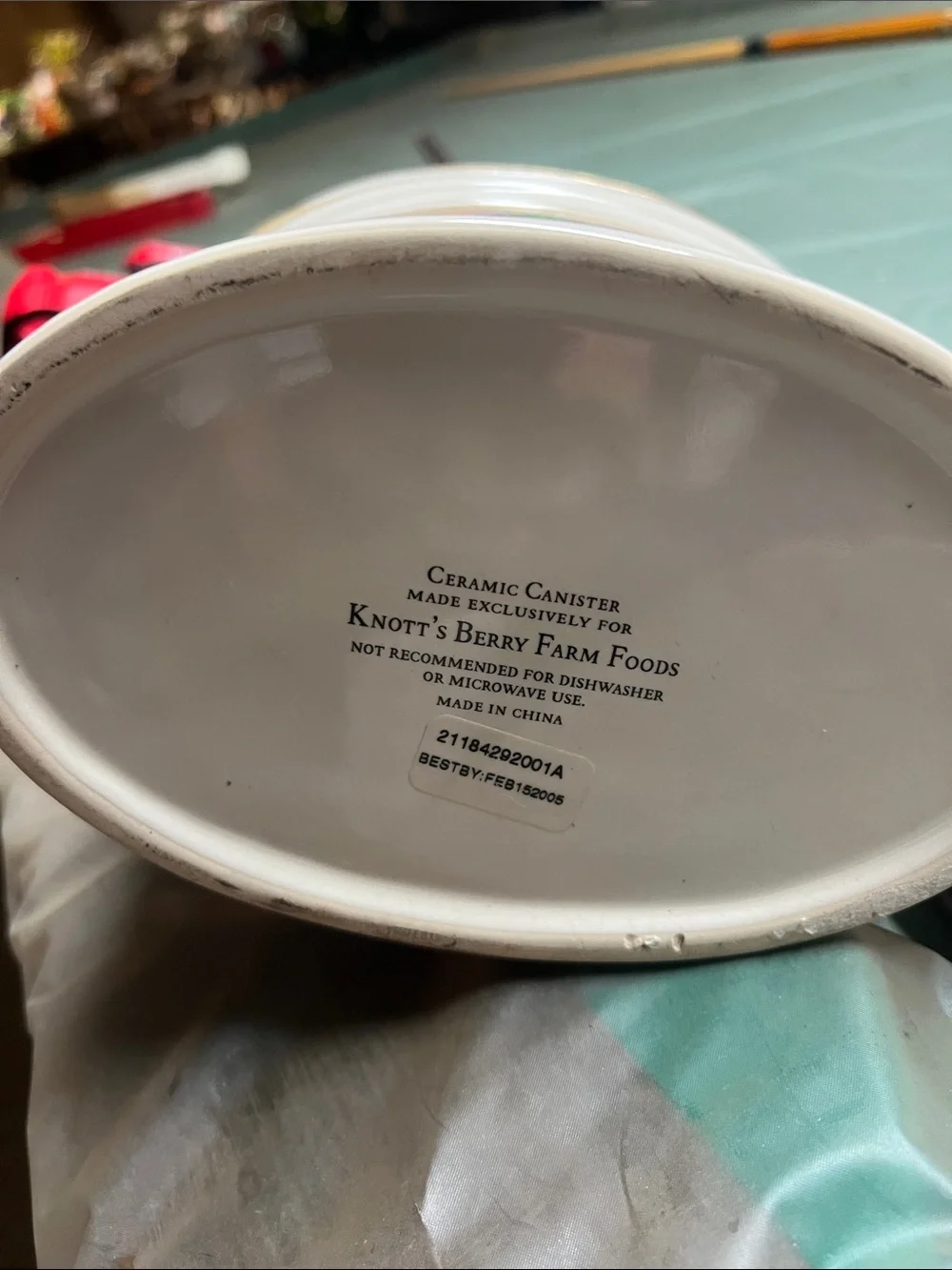 Vintage White Ceramic Fruit Canister with Airtight Clamp Lid
